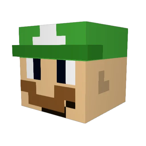 LuigiMafia Minecraft avatar head, 3D render
