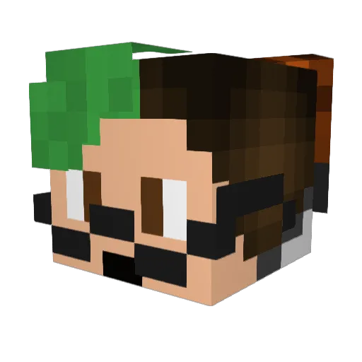 LuigiSake Minecraft avatar head, 3D render