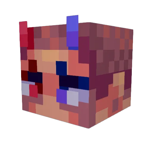 Luigra Minecraft avatar head, 3D render