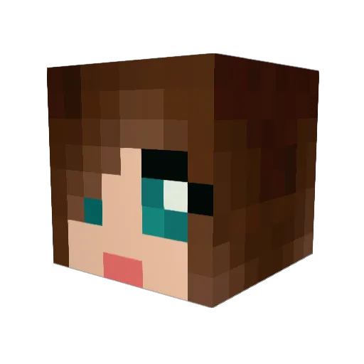 LuisaPink Minecraft avatar head, 3D render