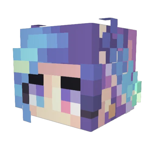 Lullabeii Minecraft avatar head, 3D render