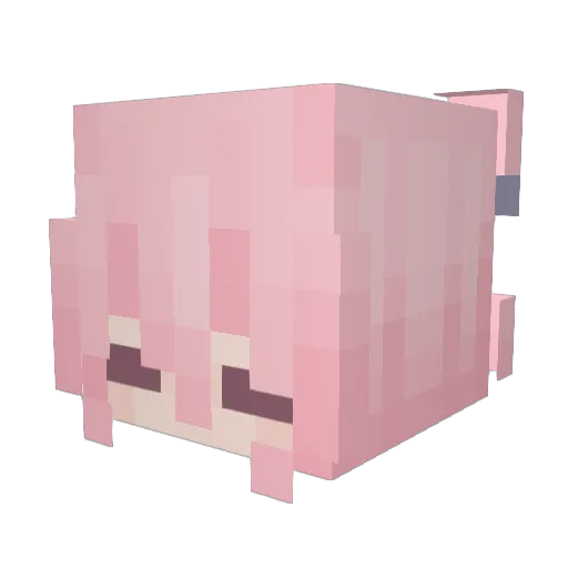 LuluChan2 Minecraft avatar head, 3D render