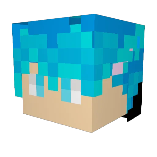 Luminocat Minecraft avatar head, 3D render
