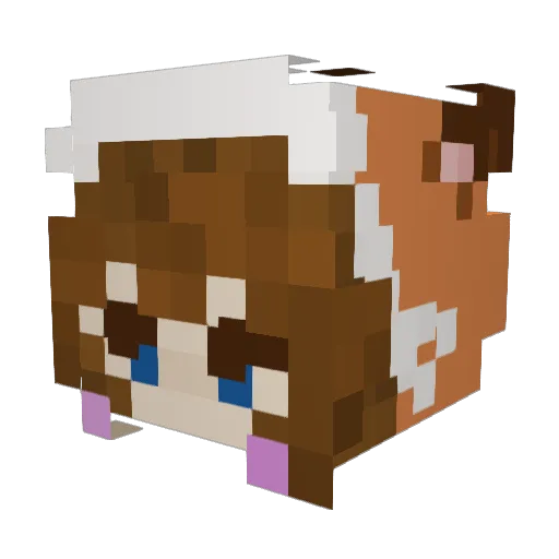LunaOokami Minecraft avatar head, 3D render