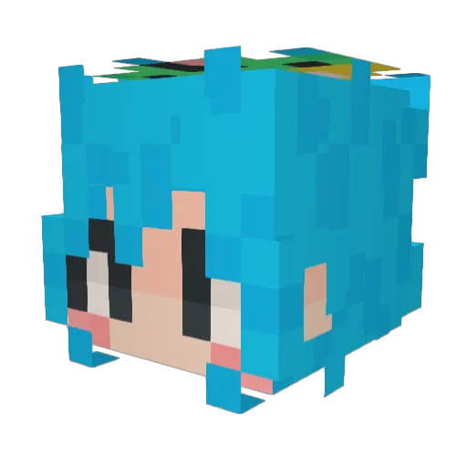 Lunamushi Minecraft avatar head, 3D render