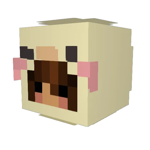 Luvandere Minecraft avatar head, 3D render