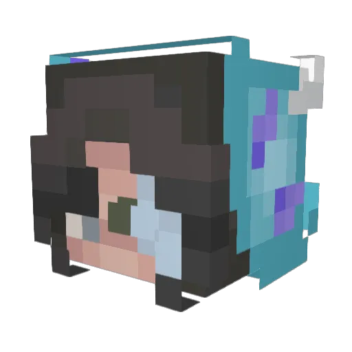 LuxaUC Minecraft avatar head, 3D render