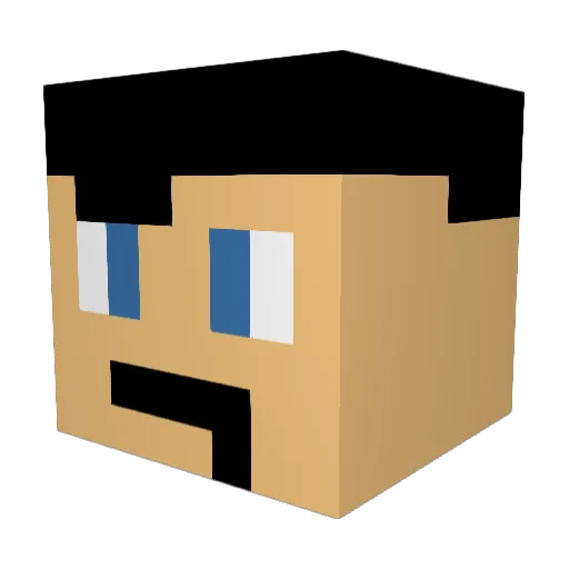M0fp Minecraft avatar head, 3D render