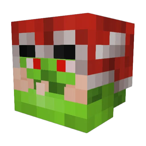 M240B Minecraft avatar head, 3D render