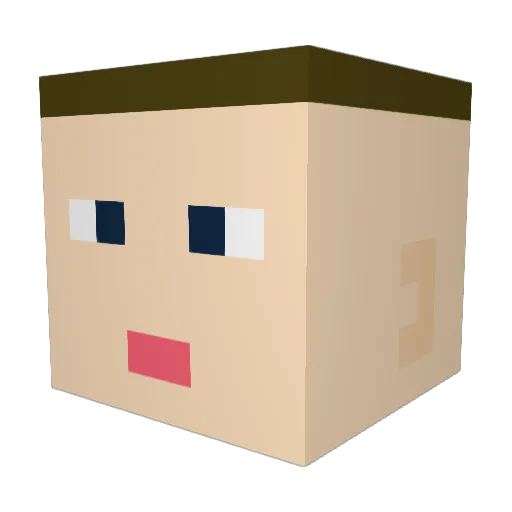 MAX97E Minecraft avatar head, 3D render