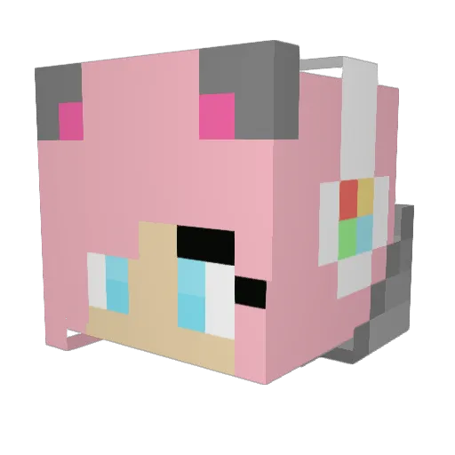 MIKIRBY Minecraft avatar head, 3D render