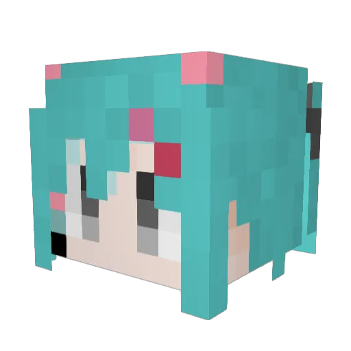 MIKUv4C_Y Minecraft avatar head, 3D render