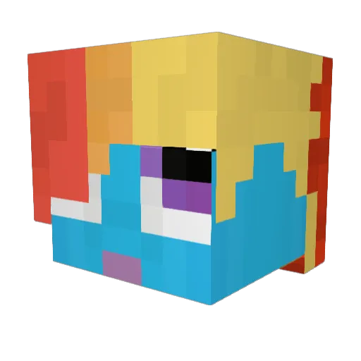 Ma3zu Minecraft avatar head, 3D render