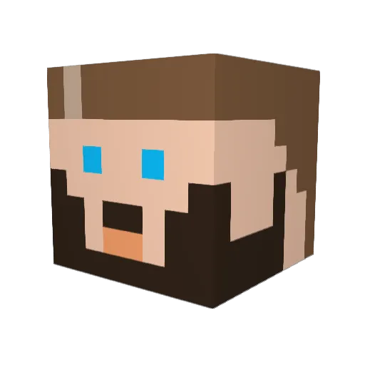 MacDaddyTV Minecraft avatar head, 3D render