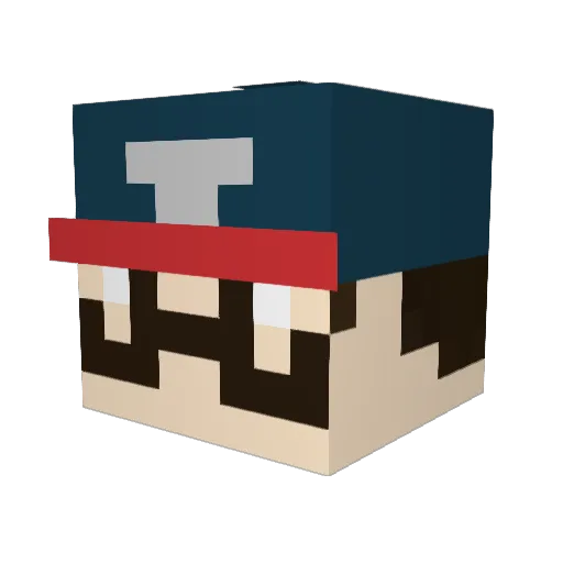 Mackereldude Minecraft avatar head, 3D render