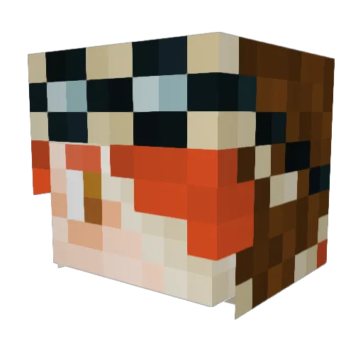 Mackimoo Minecraft avatar head, 3D render
