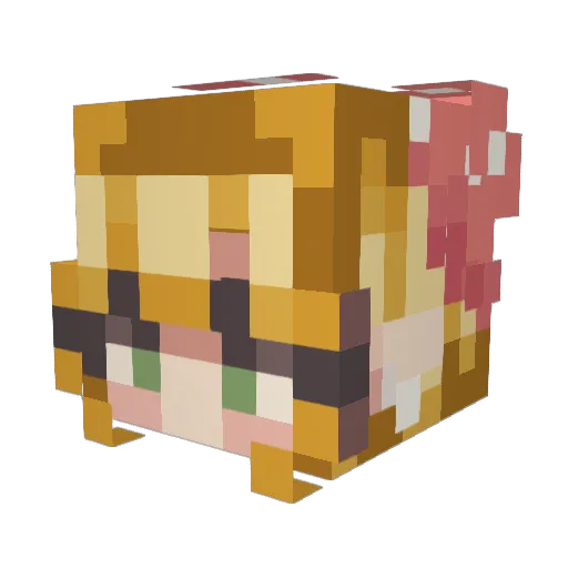 Maeflower_ Minecraft avatar head, 3D render