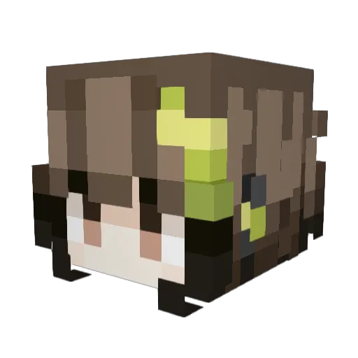 MajiMira Minecraft avatar head, 3D render