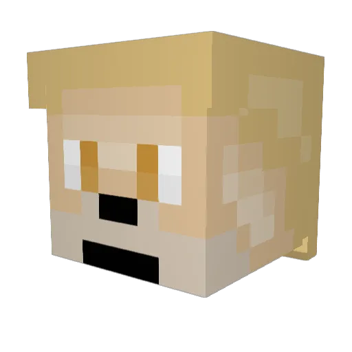 Majisc Minecraft avatar head, 3D render