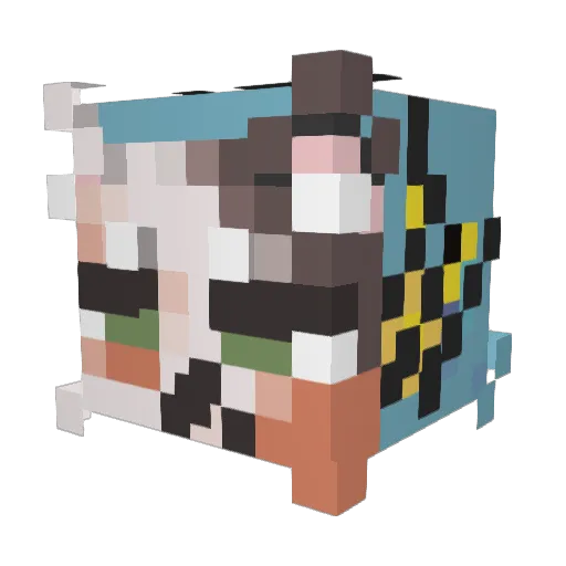 MakMou Minecraft avatar head, 3D render