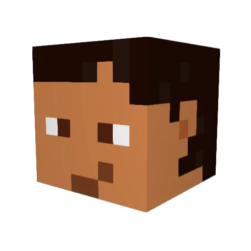 Makarronygamer Minecraft avatar head, 3D render