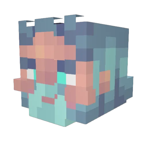 Mamoruu Minecraft avatar head, 3D render