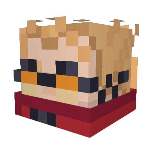 Manabluu Minecraft avatar head, 3D render