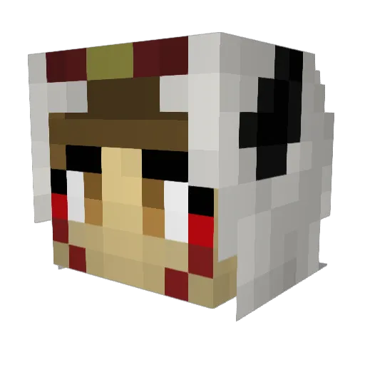Mandylorian Minecraft avatar head, 3D render
