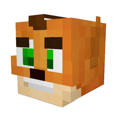 ManuCrashTV Minecraft avatar head, 3D render
