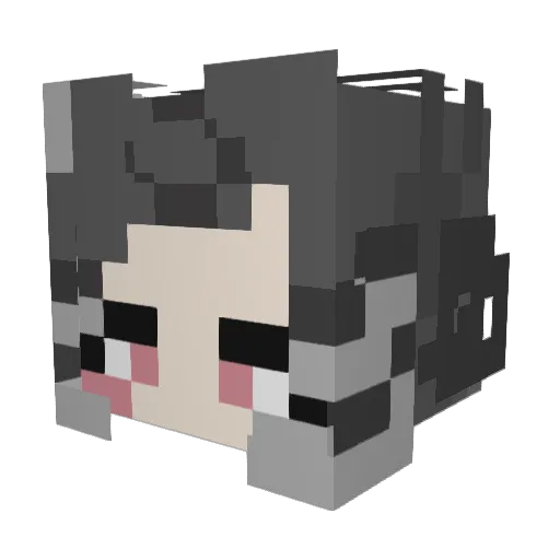 ManururuNekoko Minecraft avatar head, 3D render