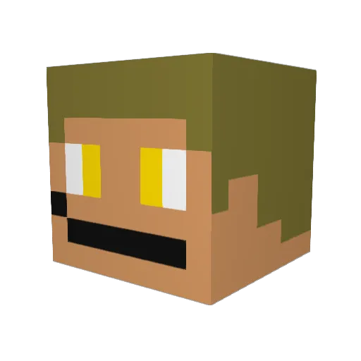 Mari0uter Minecraft avatar head, 3D render