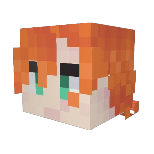 Marzi Minecraft avatar head, 3D render
