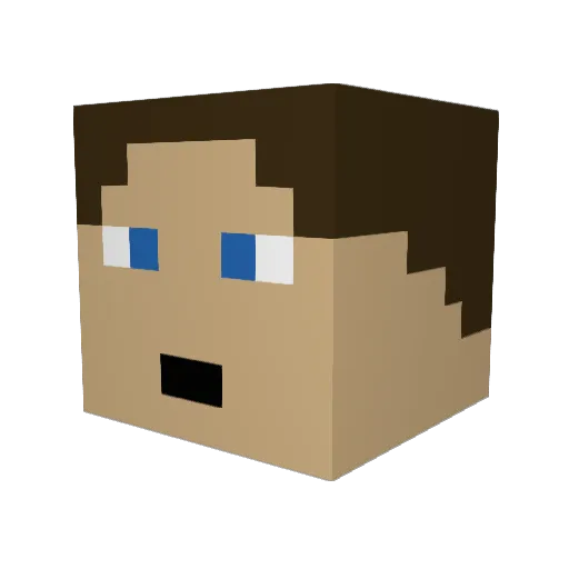 Masterton Minecraft avatar head, 3D render