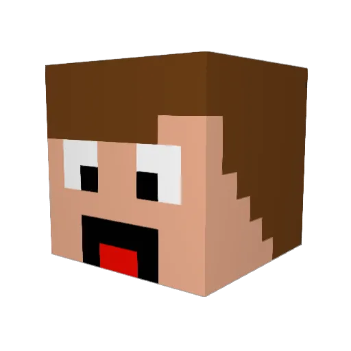 MaxTheBrain Minecraft avatar head, 3D render