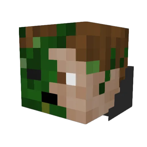 MaybeZombie Minecraft avatar head, 3D render