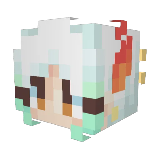 Mayerua Minecraft avatar head, 3D render
