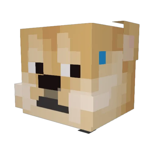 McDoge Minecraft avatar head, 3D render