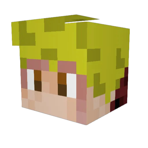 MeatGrandpa Minecraft avatar head, 3D render