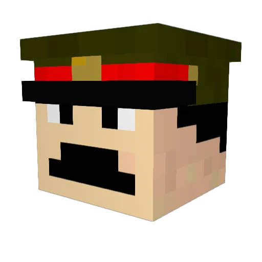 MegaFooby Minecraft avatar head, 3D render