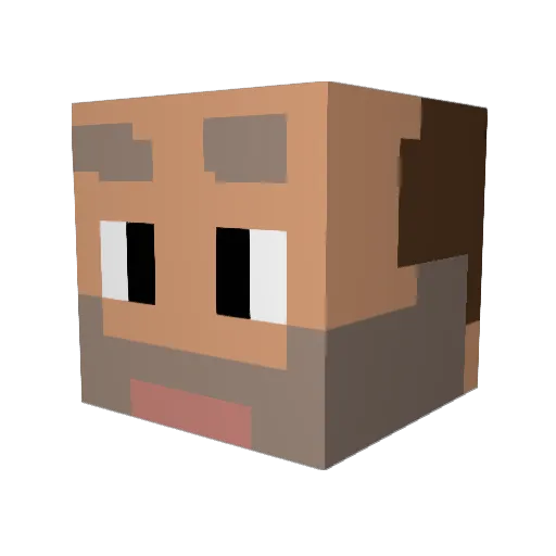 MegaMansUncleGus Minecraft avatar head, 3D render