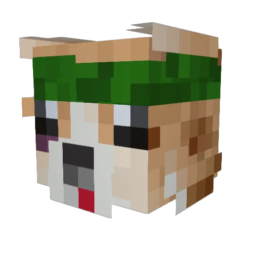 Megacreepdoge Minecraft avatar head, 3D render