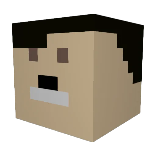 Megilder Minecraft avatar head, 3D render
