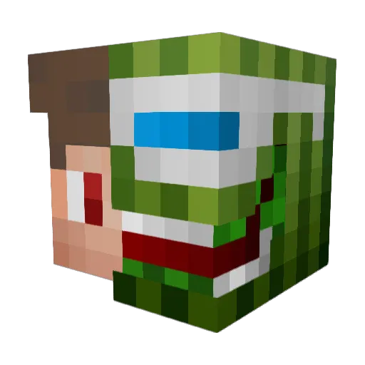 Melonenmensch Minecraft avatar head, 3D render