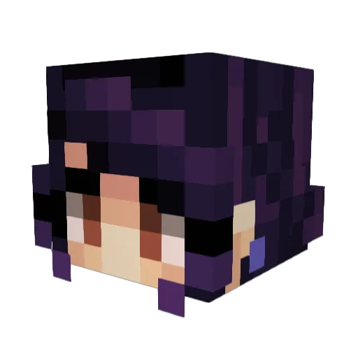 Melongena Minecraft avatar head, 3D render