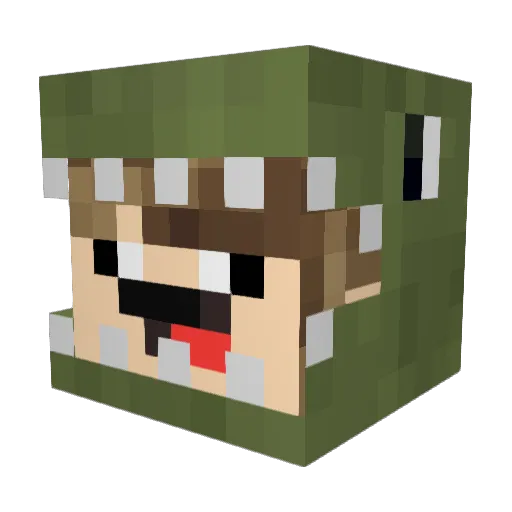 Memosaurio Minecraft avatar head, 3D render