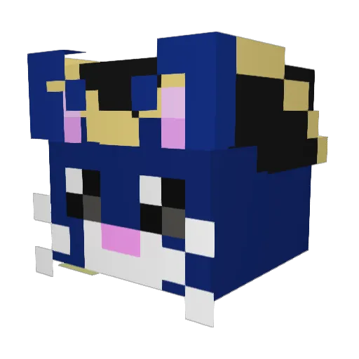 Meoshy Minecraft avatar head, 3D render