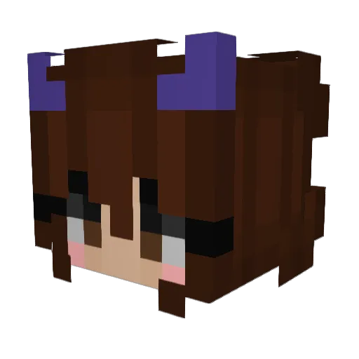 Meoutou Minecraft avatar head, 3D render