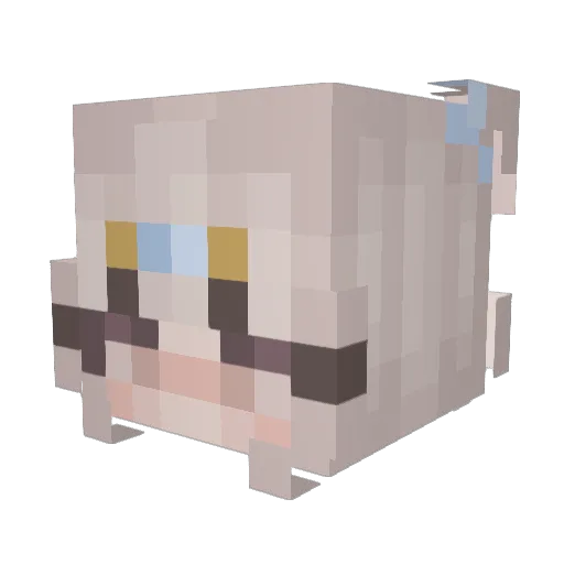 Meowelle Minecraft avatar head, 3D render