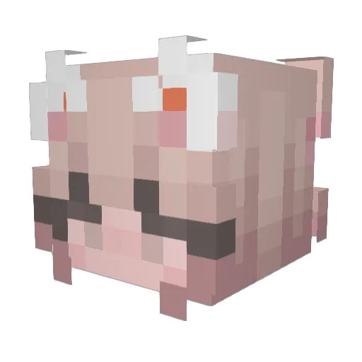 Meowolul Minecraft avatar head, 3D render