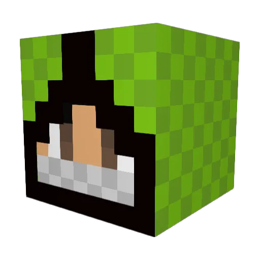 Merck Minecraft avatar head, 3D render